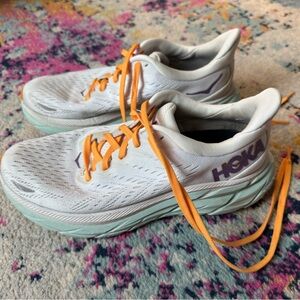 Hoka White and Orange Athletic Shoes